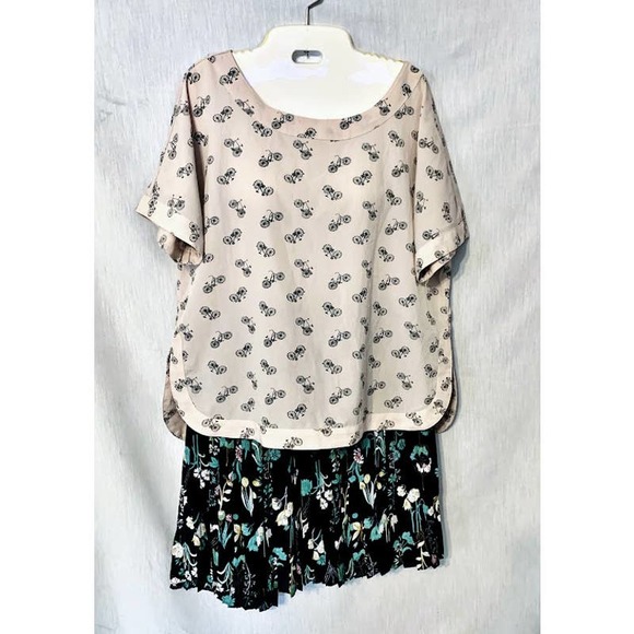 Paraphrase top size medium bicycle print short sleeve pale pink - Picture 4 of 9